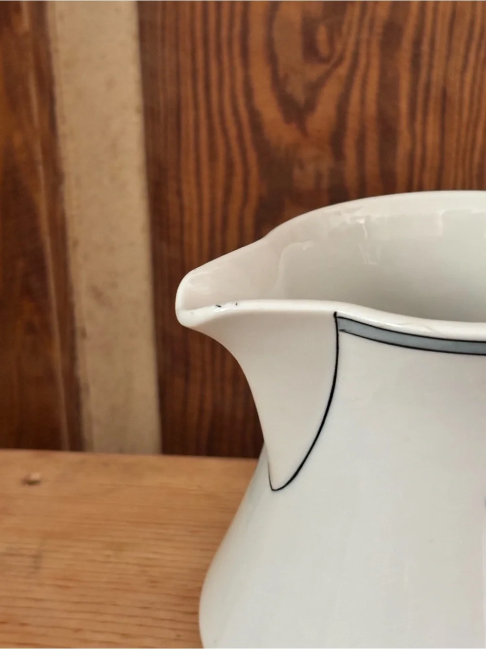White Ceramic Creamer Pitcher-Hotel Rhodema-Syracuse China-6” tall